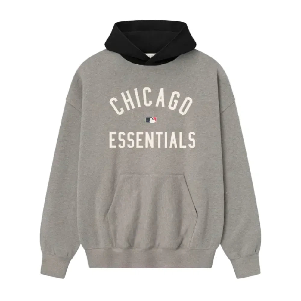 Fear of God Essentials White Sox Sport Hoodie Concrete Heather Black