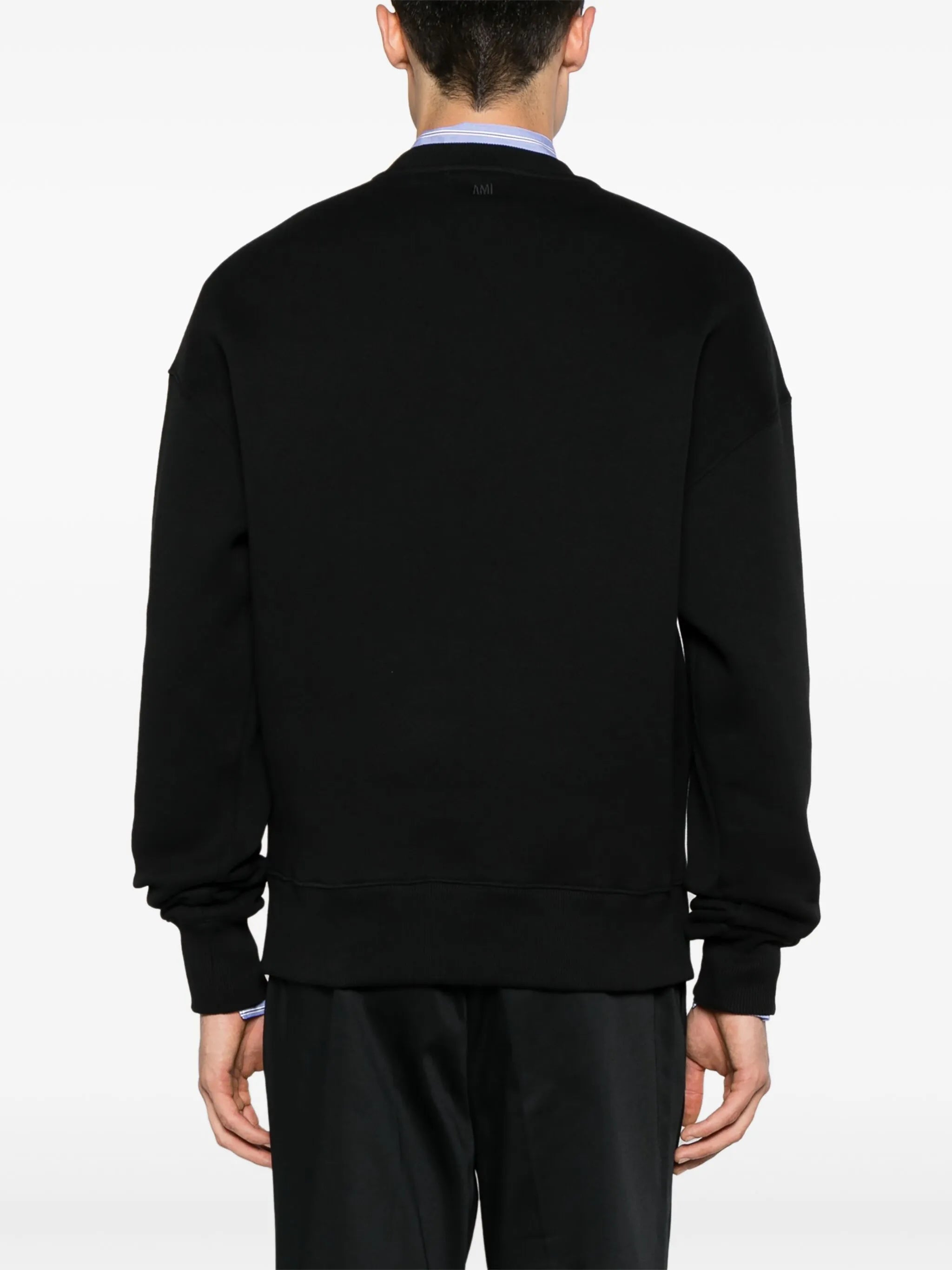 AMI Paris Ami De Coeur Embossed Logo Sweatshirt in Black
