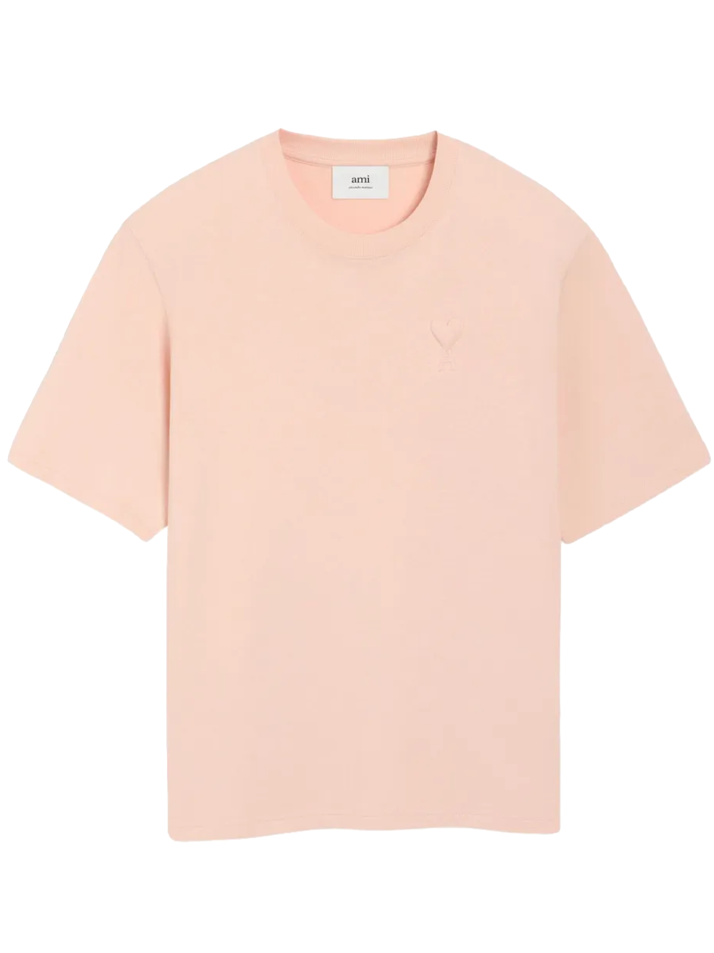 Ami Paris De Coeur Embossed Logo T-shirt in Pink