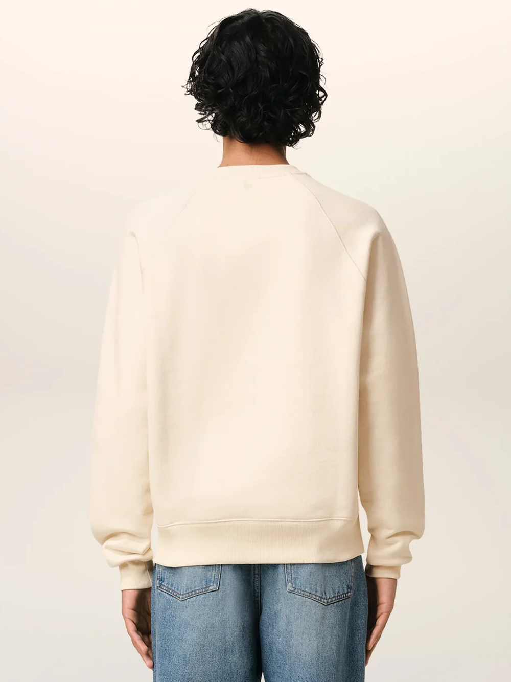 AMI Paris Ami De Coeur Embroidered Patch Sweatshirt in Beige