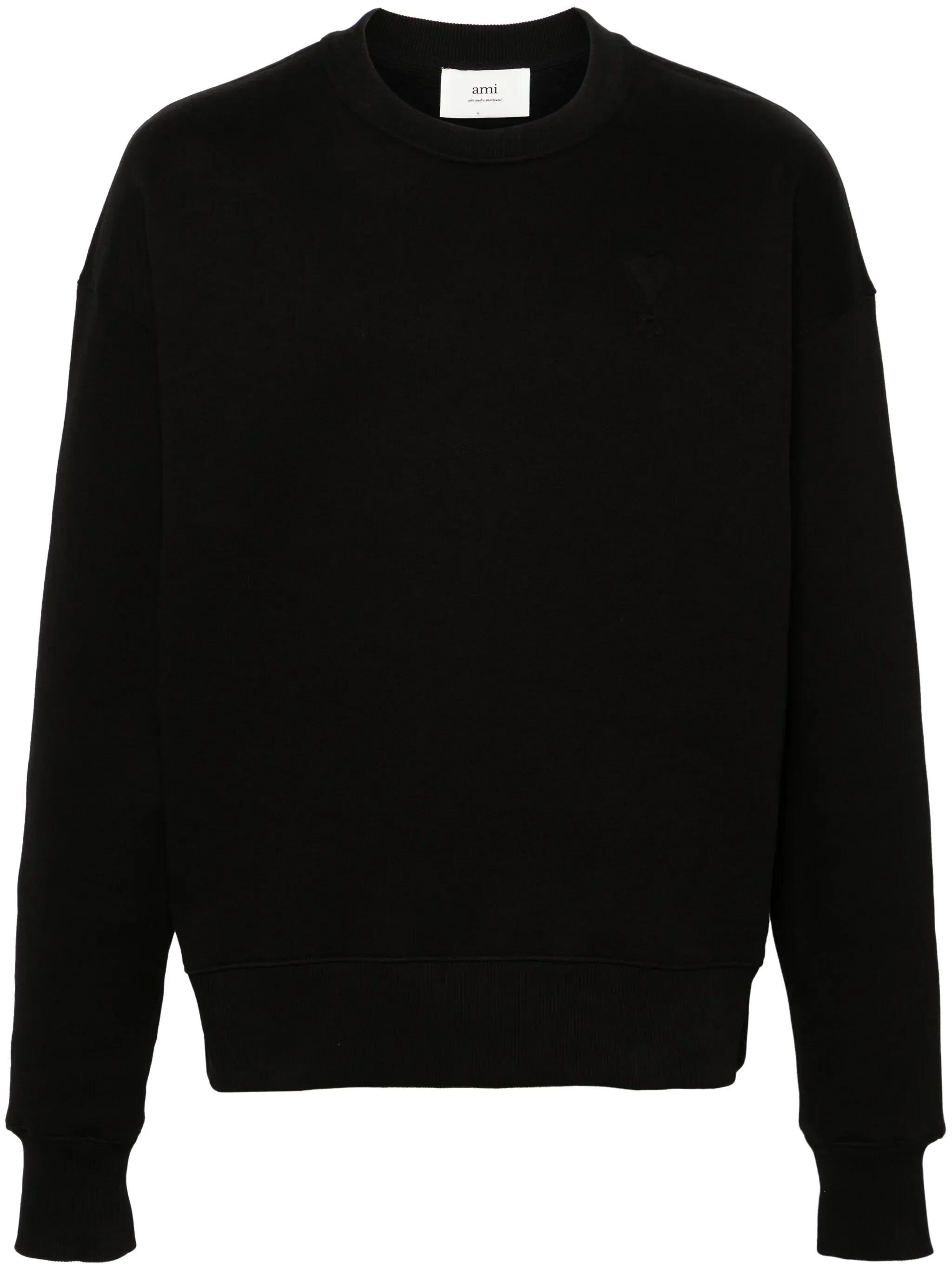 AMI Paris Ami De Coeur Embossed Logo Sweatshirt in Black